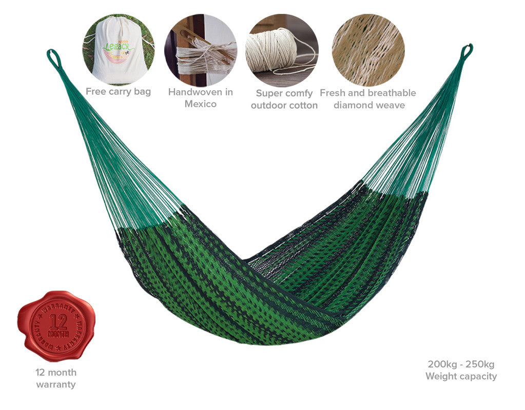 Queen Size Outdoor Cotton Mexican Hammock in Jardin Colour