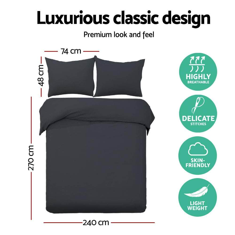 Quilt Cover Set Classic Black Super King