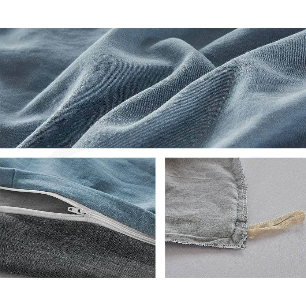 Quilt Cover Set Cotton Duvet Double Blue Dark Blue