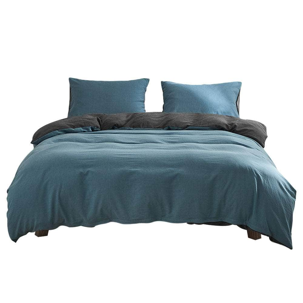 Quilt Cover Set Cotton Duvet Double Blue Dark Blue