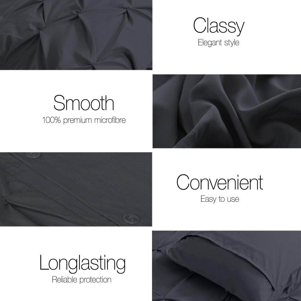 Quilt Cover Set Diamond Black Super King