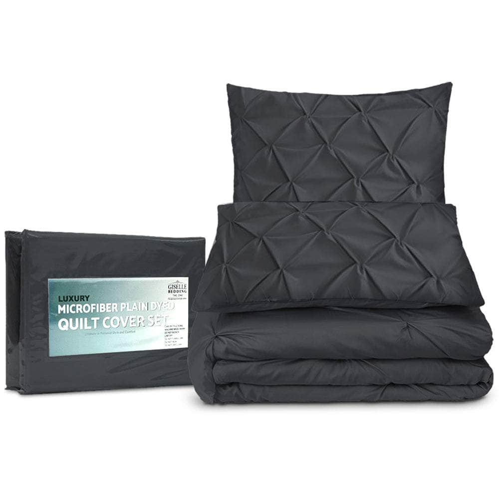 Quilt Cover Set Diamond Black Super King