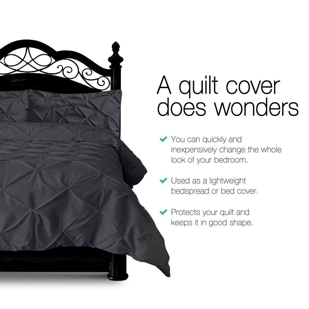 Quilt Cover Set Diamond Black Super King