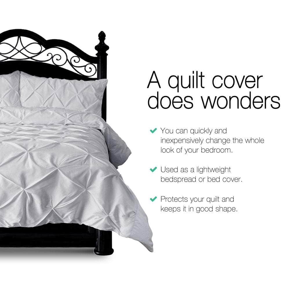 Quilt Cover Set Diamond Pinch Grey King