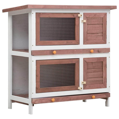 Rabbit Hutch 4 Doors Brown Wood