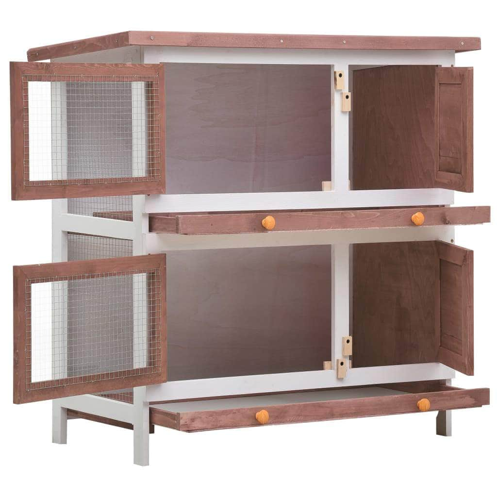 Rabbit Hutch 4 Doors Brown Wood