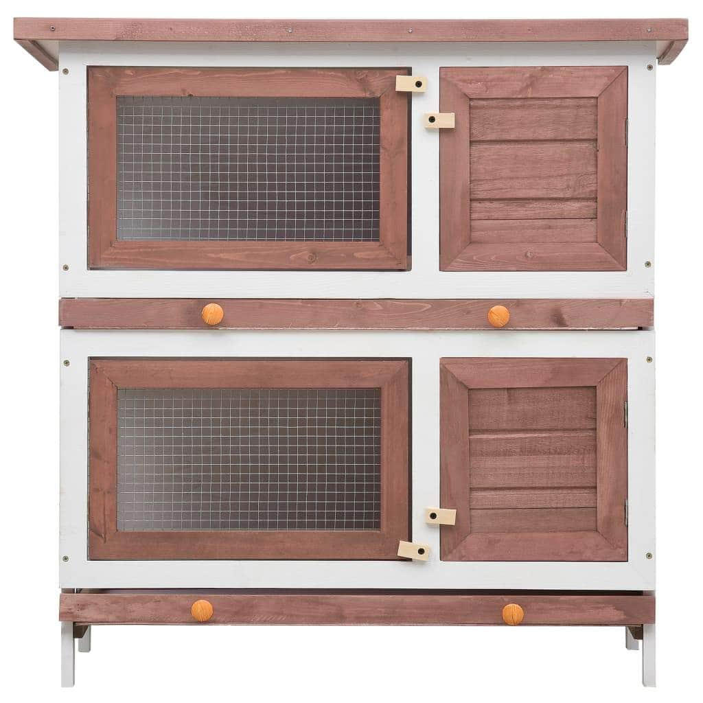 Rabbit Hutch 4 Doors Brown Wood