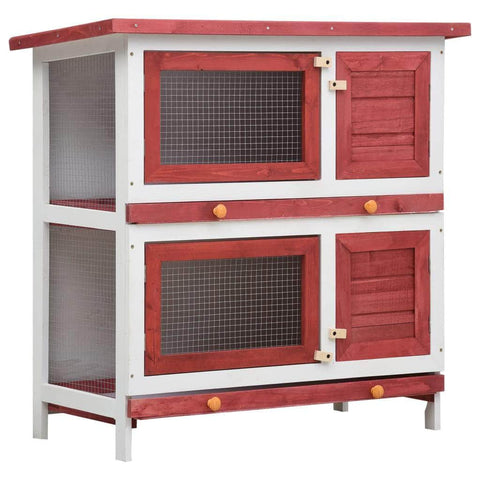 Rabbit Hutch 4 Doors Red Wood