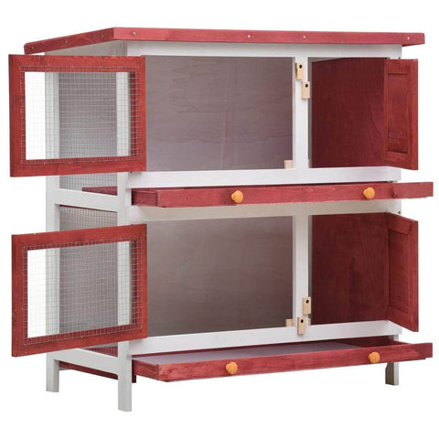 Rabbit Hutch 4 Doors Red Wood