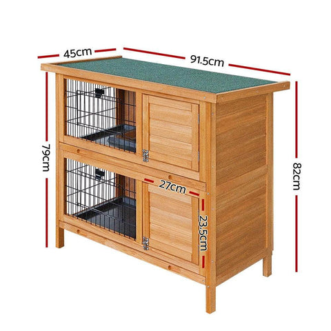 Rabbit Hutch & Chicken Coop - 91.5x45x82cm Wooden House with Large Run Cage