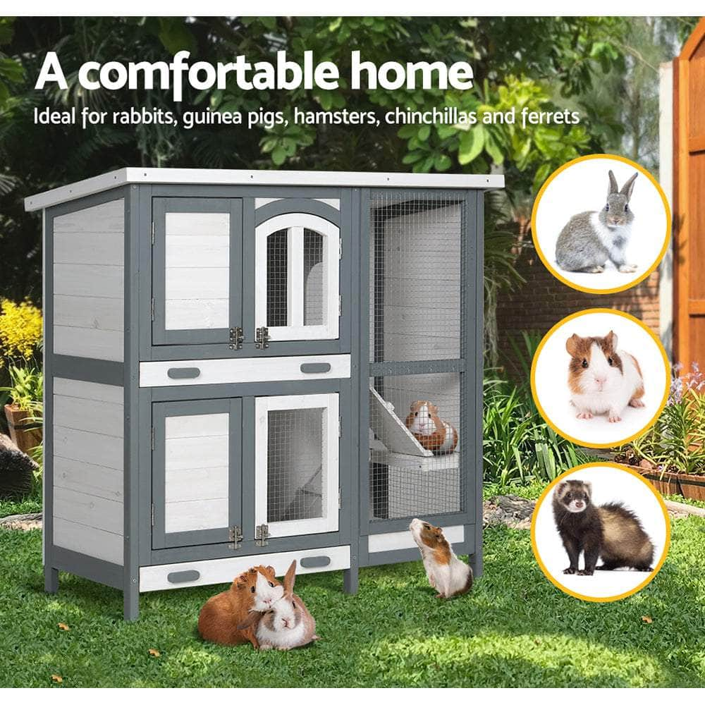 Rabbit Hutch Chicken Coop Large Wooden House Run Cage Bunny