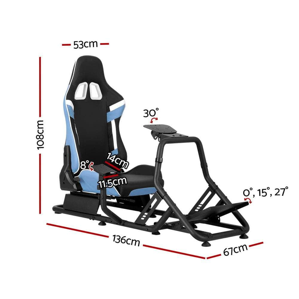 Racing Simulator Cockpit Steering Wheel Gaming Chair Blue