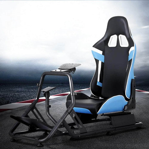 Racing Simulator Cockpit Steering Wheel Gaming Chair Blue