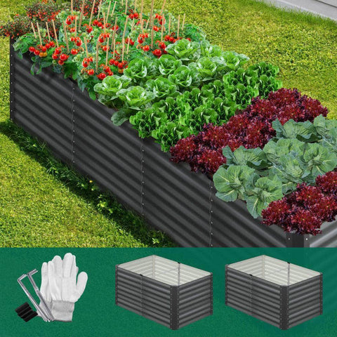 Raised Garden Bed Kit Instant Planter Galvanised Steel 320x80x73CM