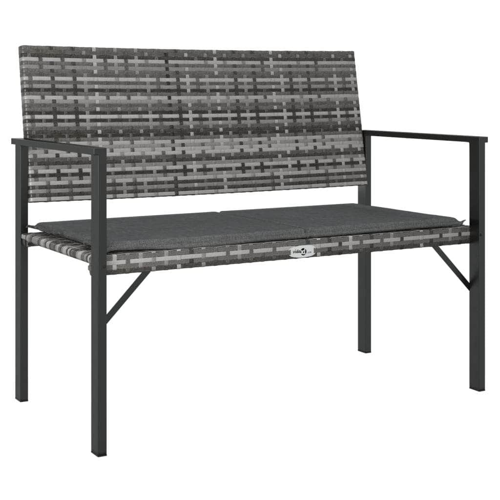 Rattan Bliss Duo: Grey 2-Seater Garden Bench with Cushion