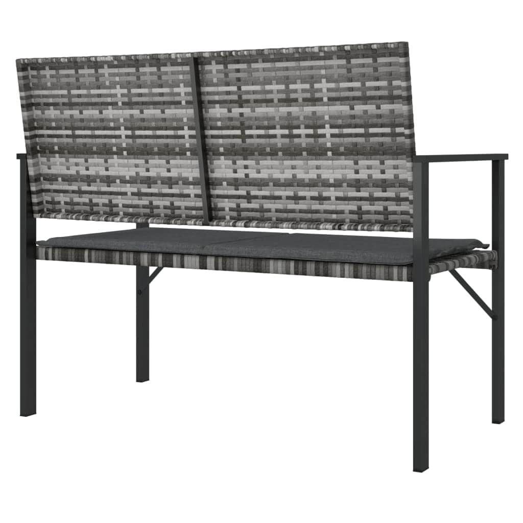 Rattan Bliss Duo: Grey 2-Seater Garden Bench with Cushion