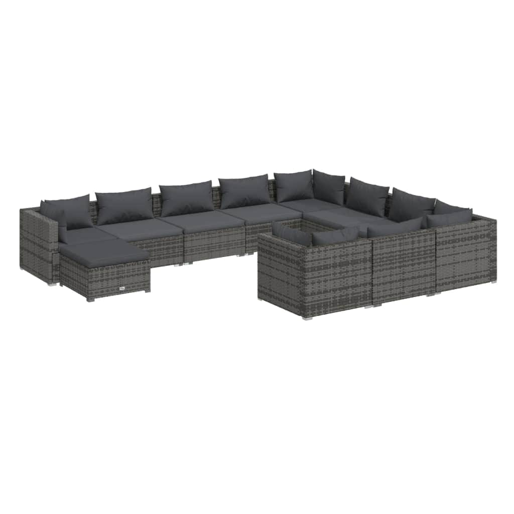 Rattan Retreat: 11-Piece Garden Lounge Set with Plush Cushions