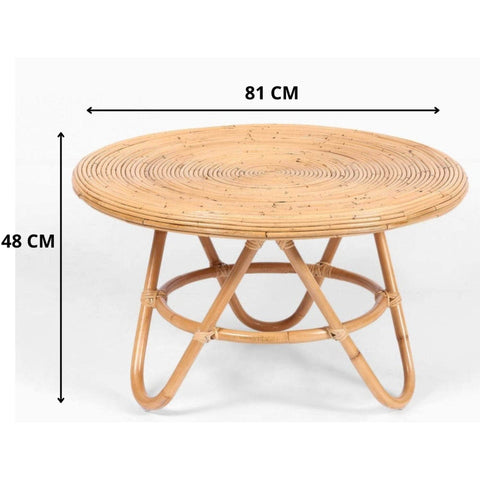 Rattan Round Coffee Table 80Cm - Natural