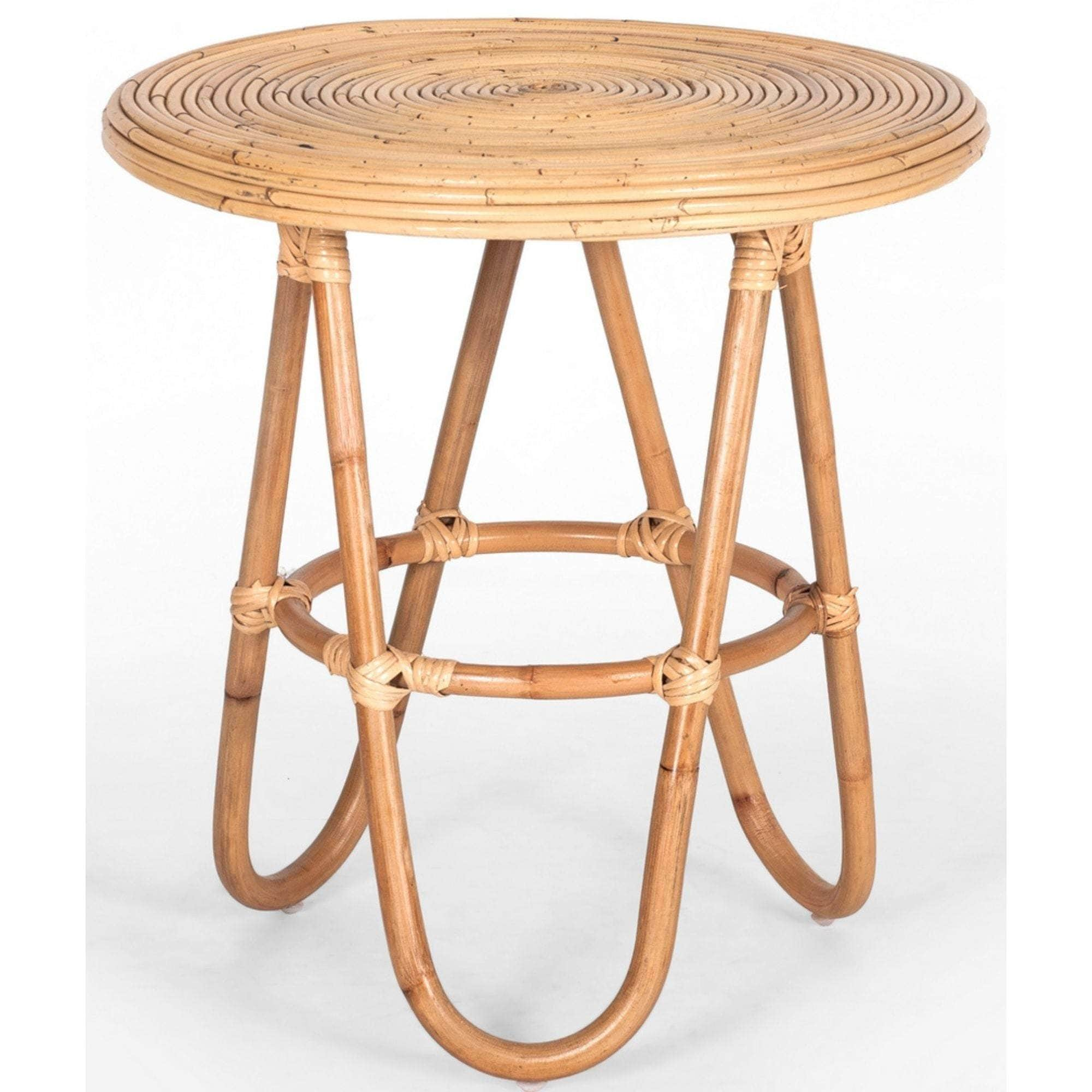 Rattan Round Side Sofa End Table 55Cm - Natural