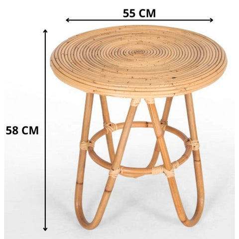 Rattan Round Side Sofa End Table 55Cm - Natural