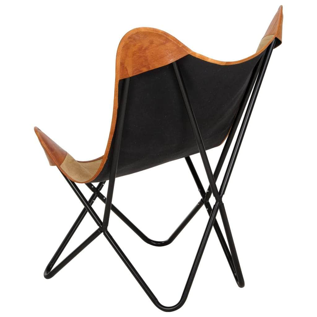 Real Leather Butterfly Chair- Brown