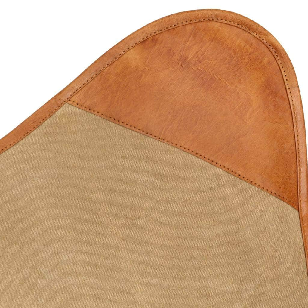 Real Leather Butterfly Chair- Brown