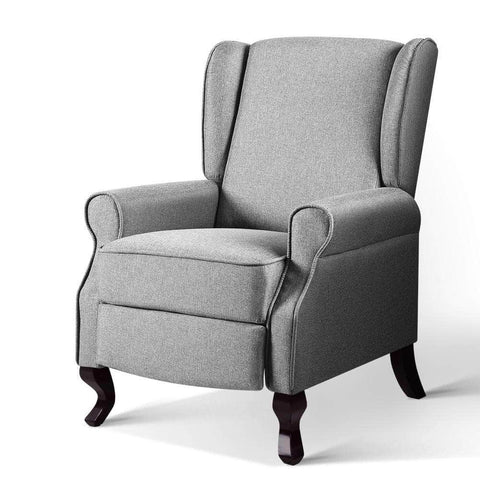 Recliner Armchair Grey Fabric Domini