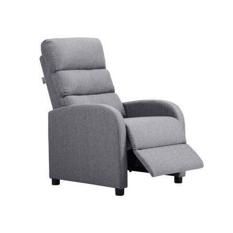 Recliner Chair Armchair Adjustable Sofa Lounge Polyester Grey