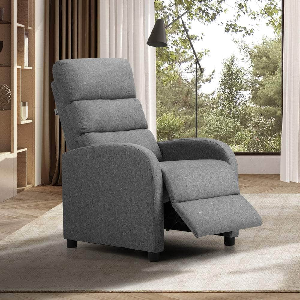 Recliner Chair Armchair Adjustable Sofa Lounge Polyester Grey