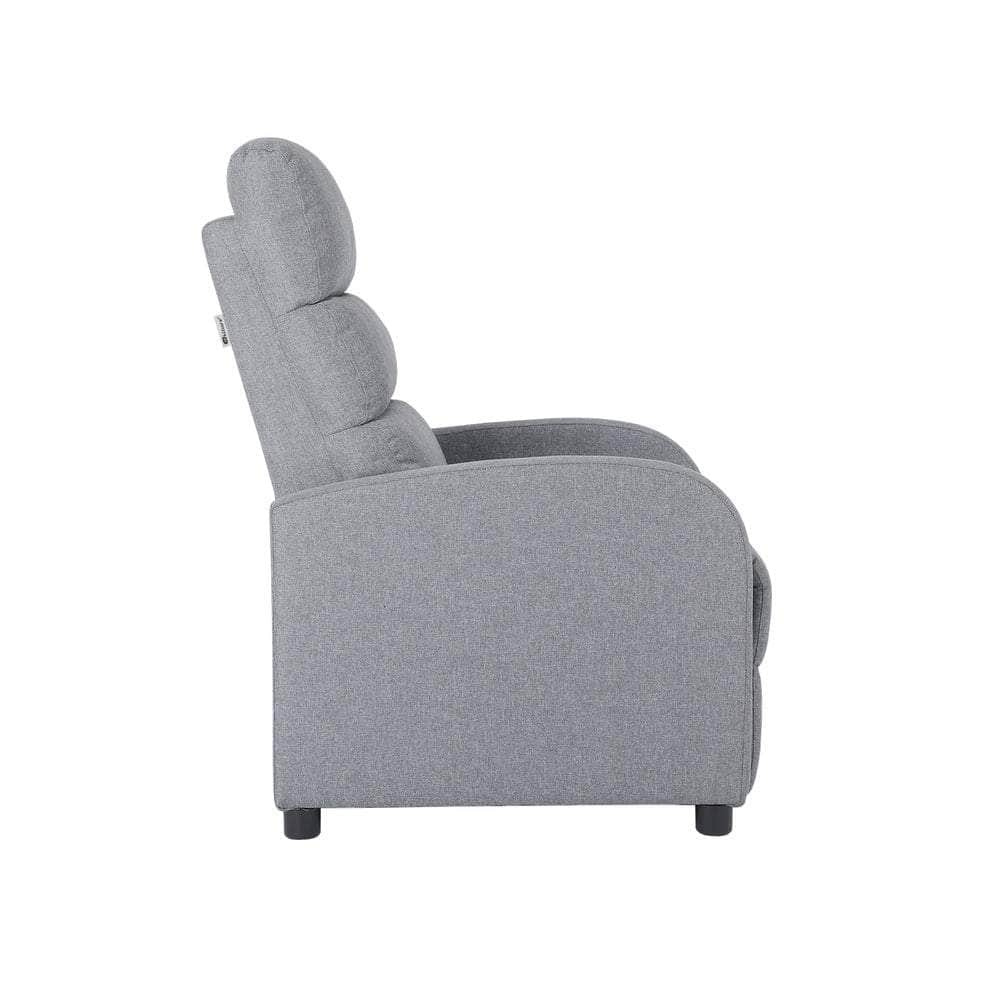 Recliner Chair Armchair Adjustable Sofa Lounge Polyester Grey