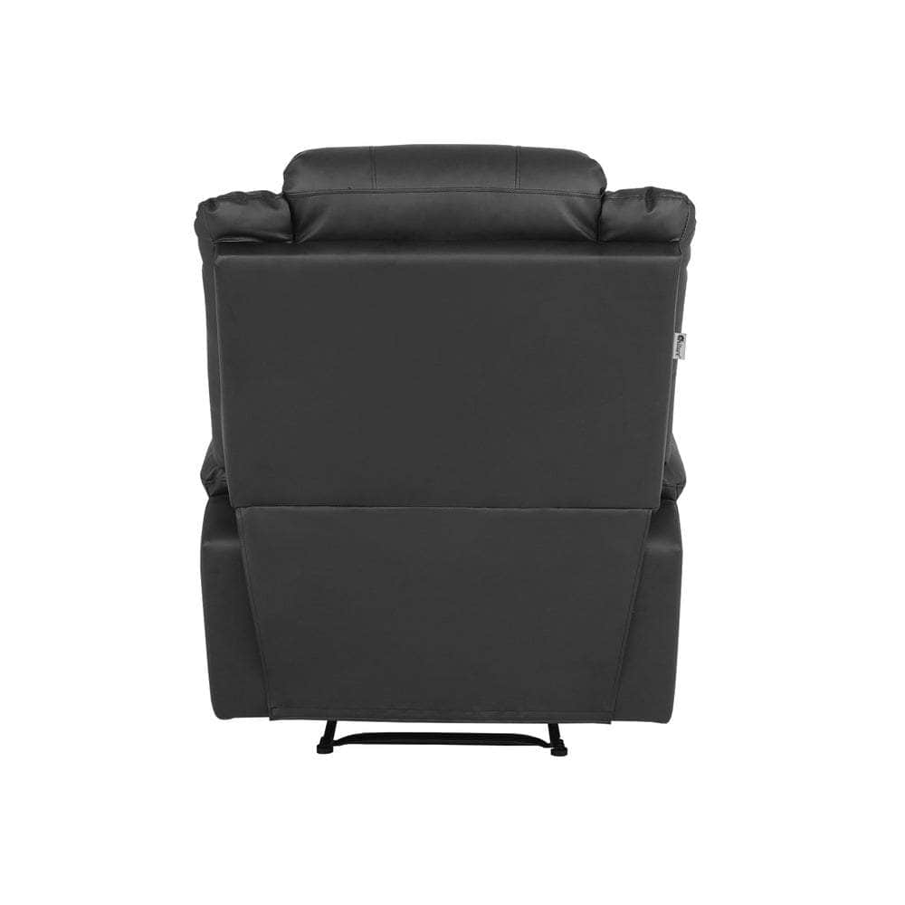 Recliner Chair Armchair with Side Pocket Leather Black