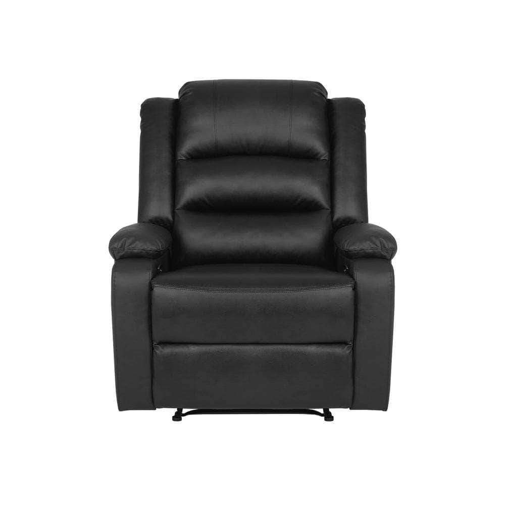 Recliner Chair Armchair with Side Pocket Leather Black