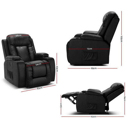 Recliner Chair Electric Heated Massage Chairs Leather Cabin