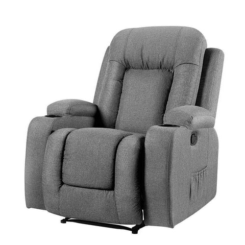 Recliner Chair Electric Massage Chair Fabric Lounge Sofa Heated Grey