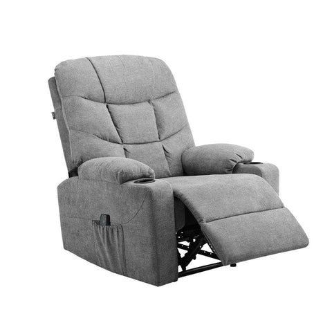 Recliner Chair Electric Massage Chairs Heated Polyester Grey