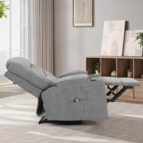 Recliner Chair Electric Massage Chairs Heated Polyester Grey