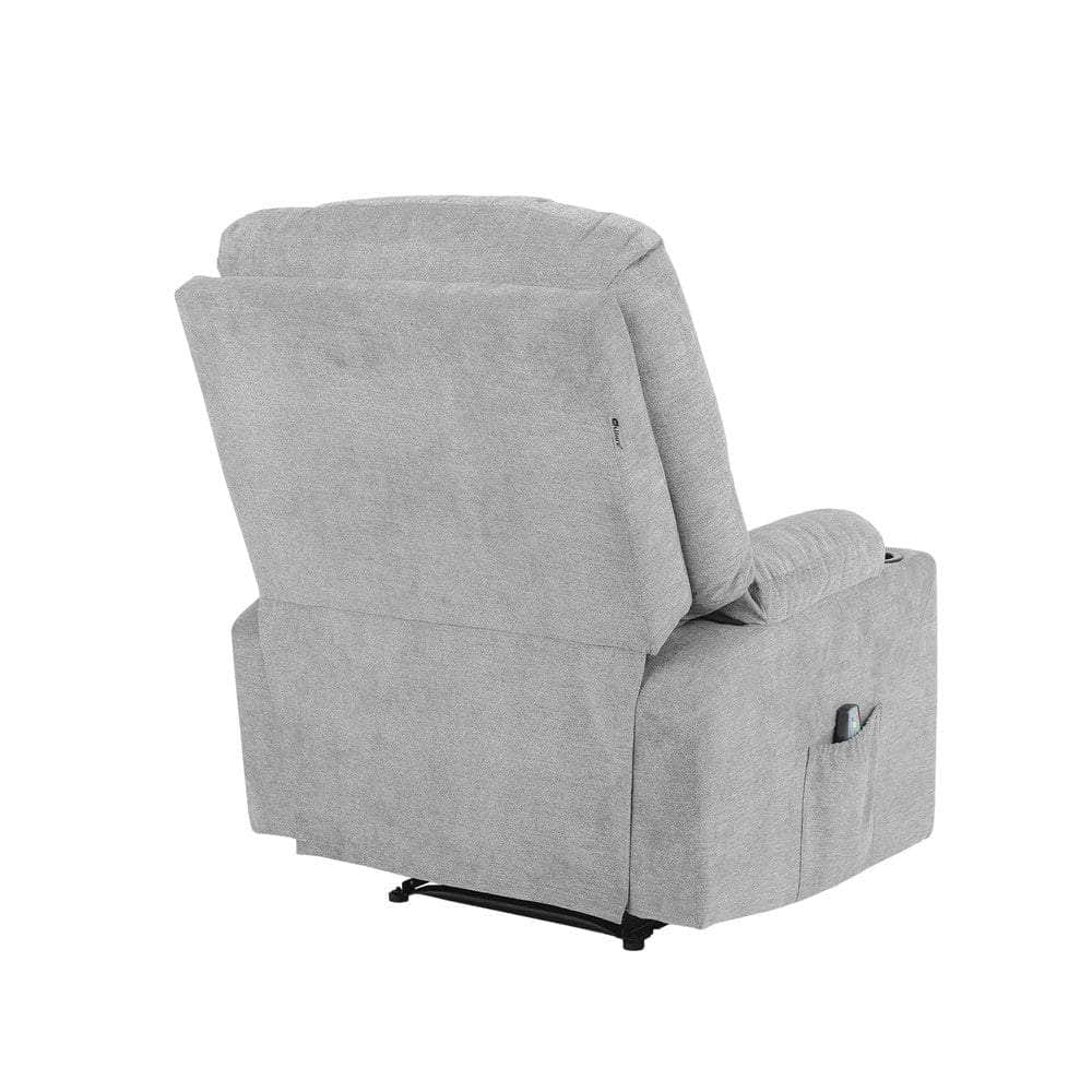 Recliner Chair Electric Massage Chairs Heated Polyester Grey