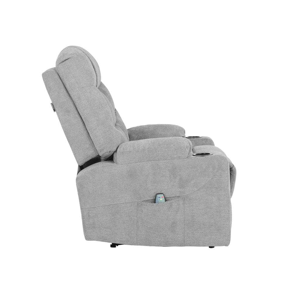 Recliner Chair Electric Massage Chairs Heated Polyester Grey