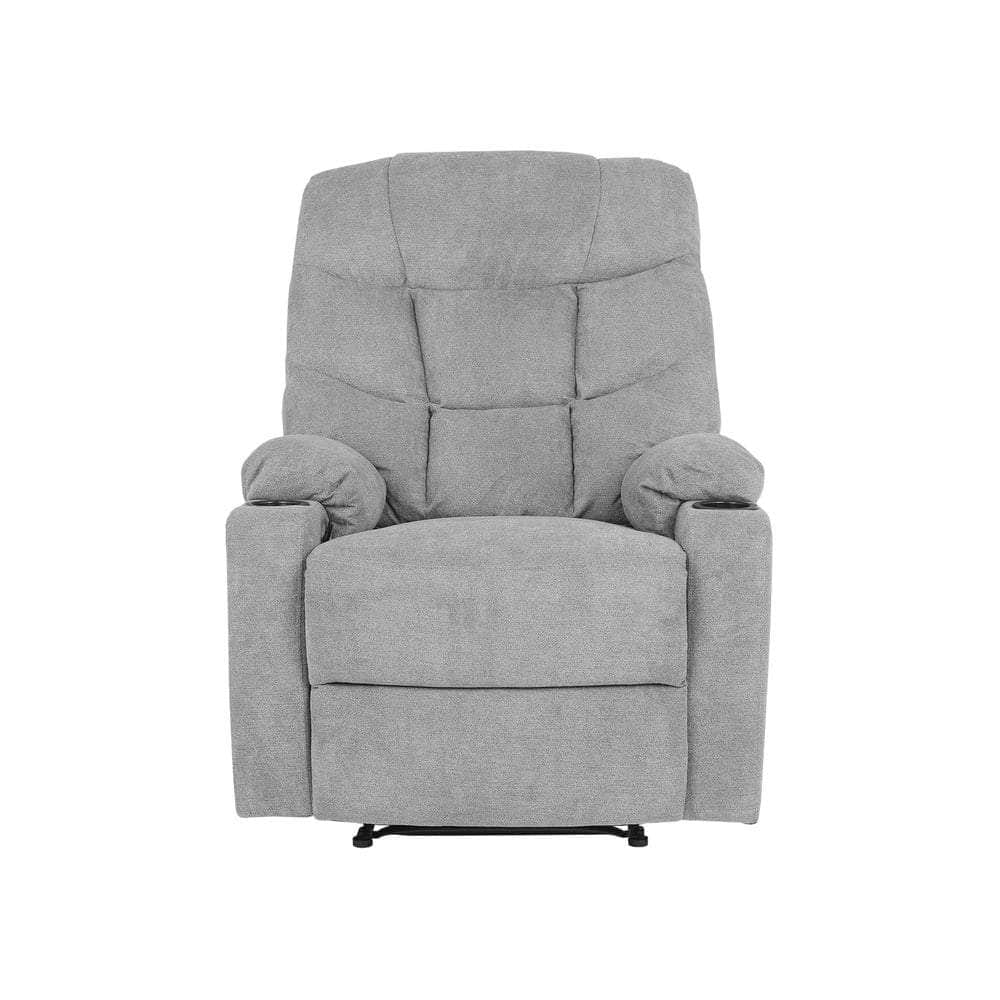 Recliner Chair Electric Massage Chairs Heated Polyester Grey