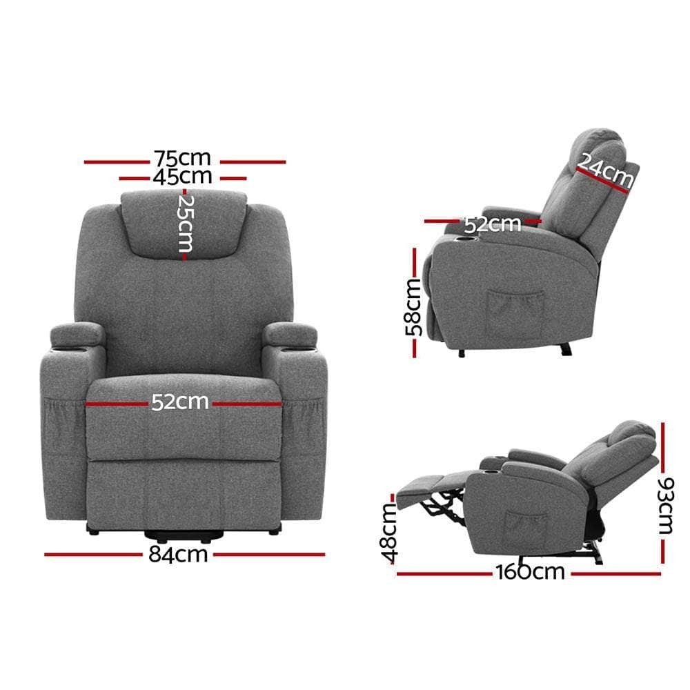 Recliner Chair Lift Assist Heated Massage Chair Velvet Milio