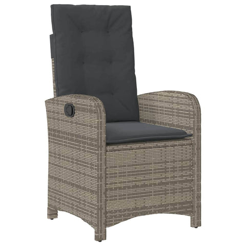 Reclining Garden Chair with Cushions- Black Poly Rattan