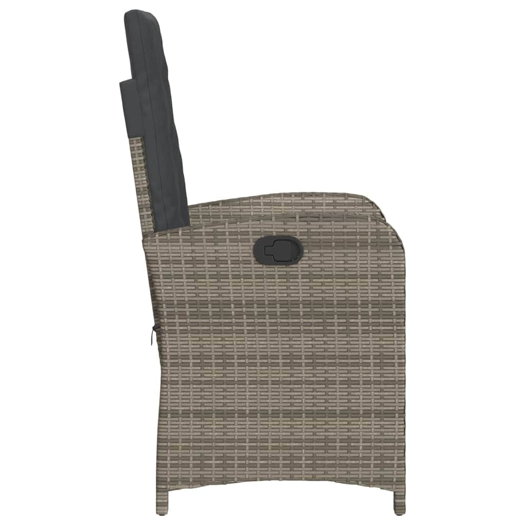 Reclining Garden Chair with Cushions- Black Poly Rattan