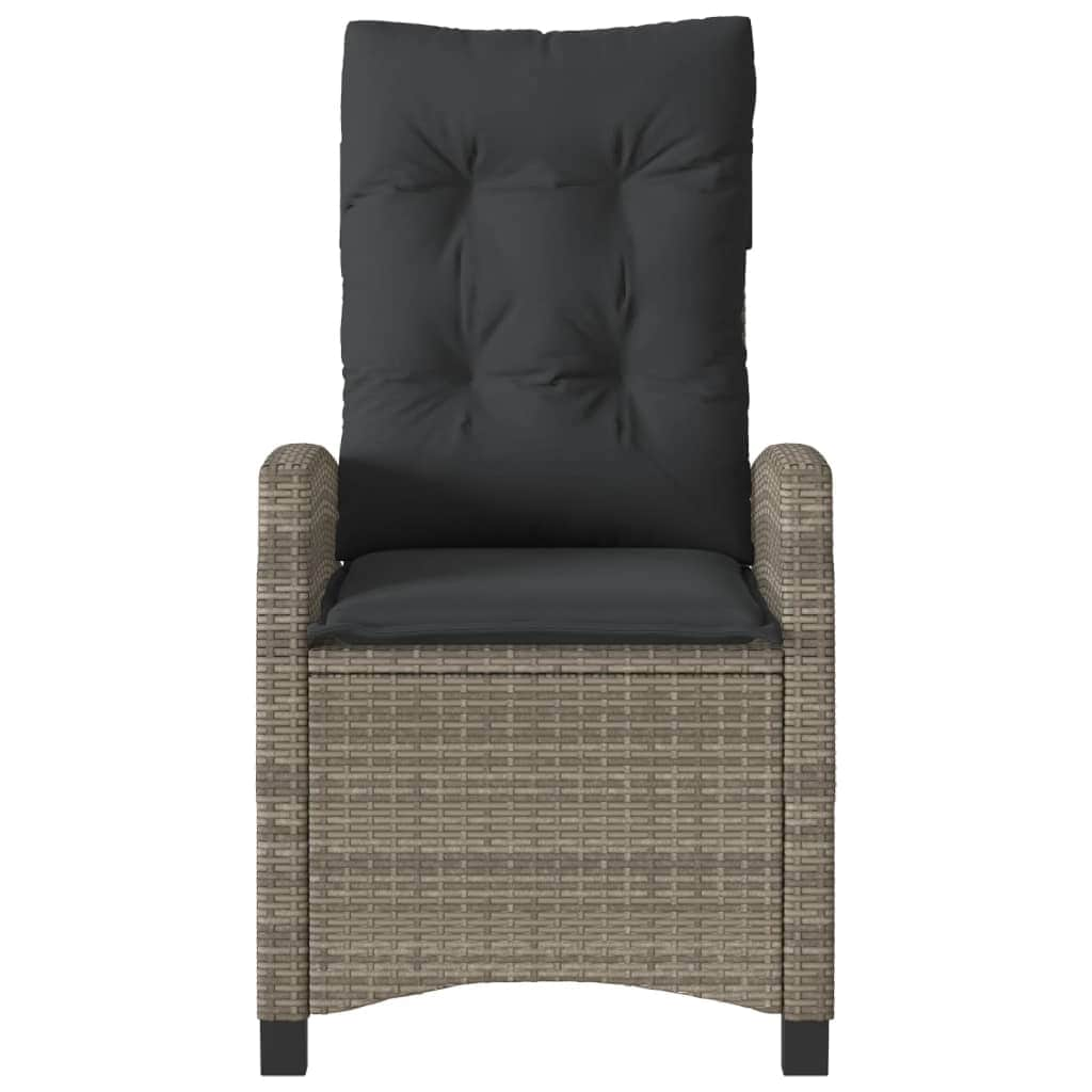 Reclining Garden Chair with Cushions Black Poly Rattan