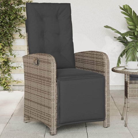 Reclining Garden Chair with Footrest Poly Rattan