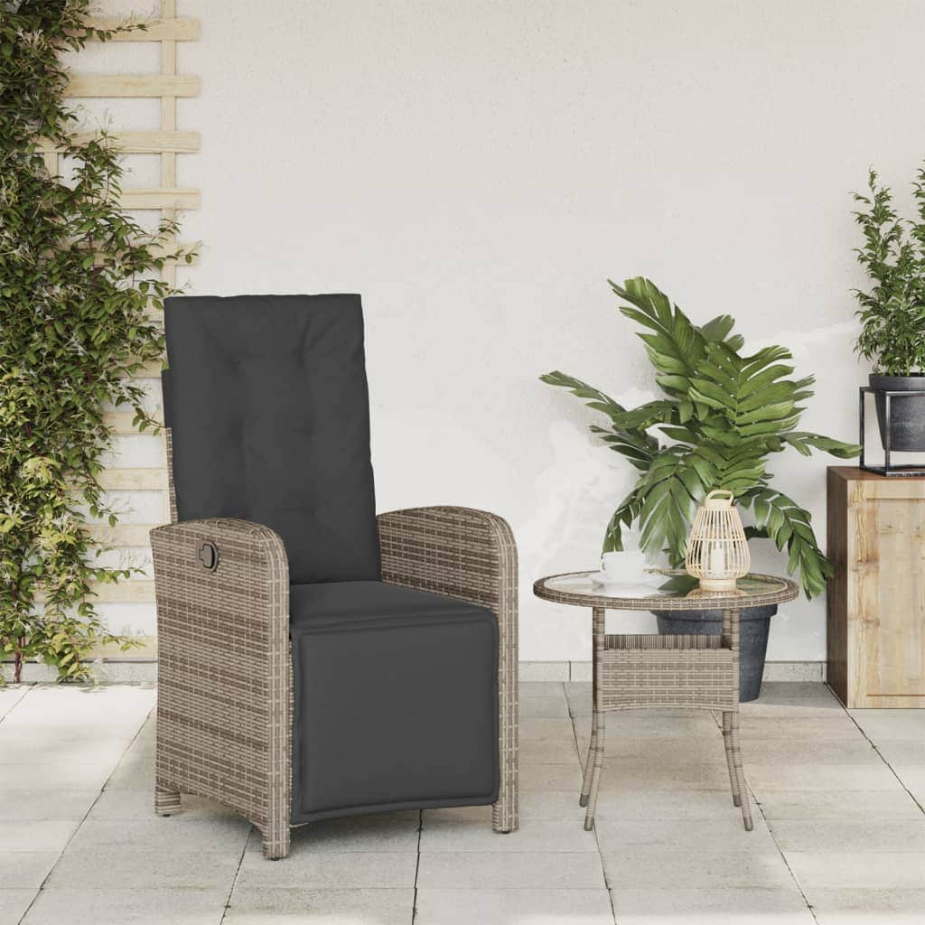 Reclining Garden Chair with Footrest Poly Rattan