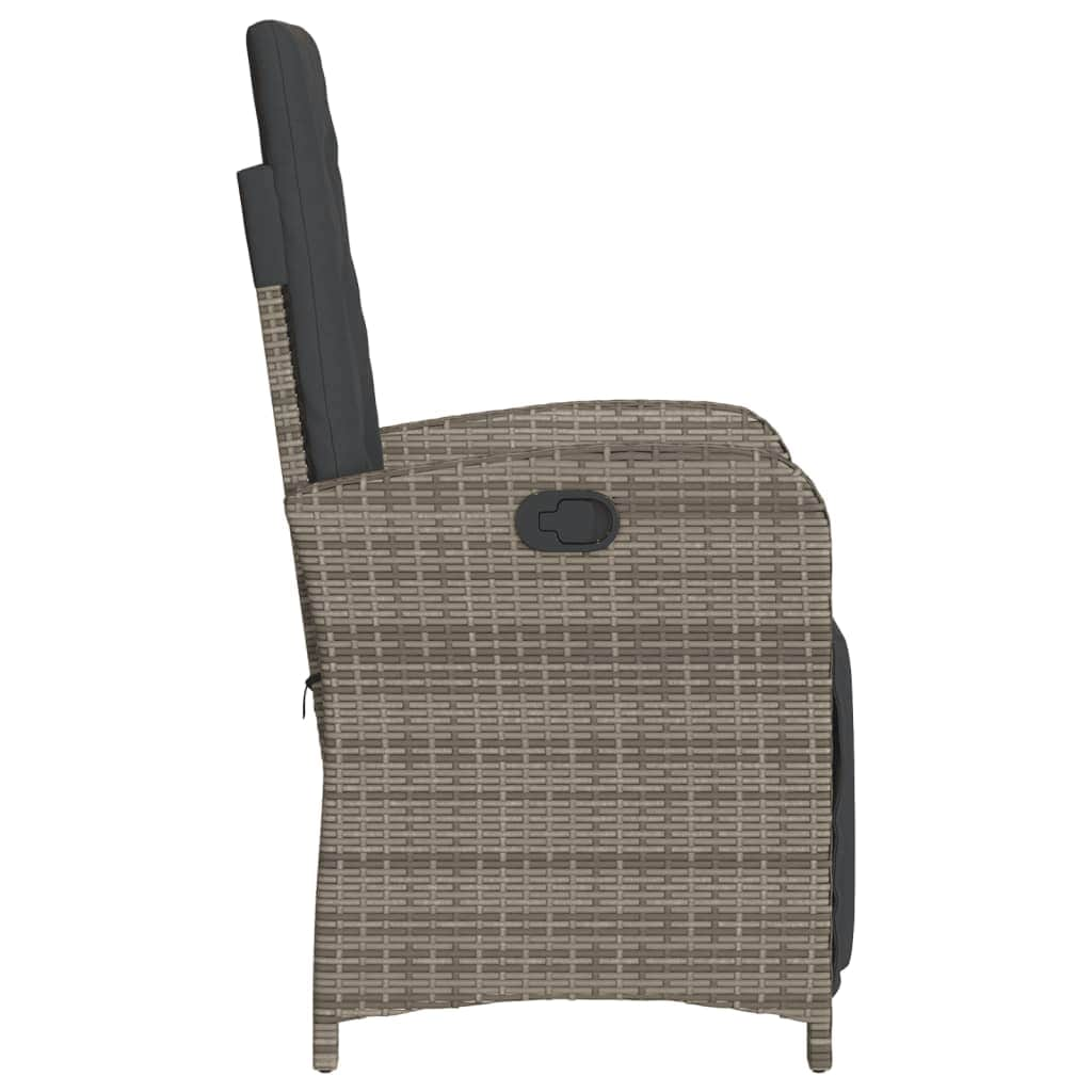 Reclining Garden Chair with Footrest Poly Rattan