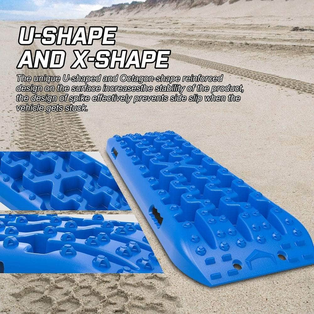 Recovery tracks Boards 10T 2 Pairs Sand Mud Snow With Mounting Bolts pins Blue