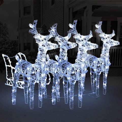 Reindeers & Sleigh Christmas Decoration LEDs Acrylic