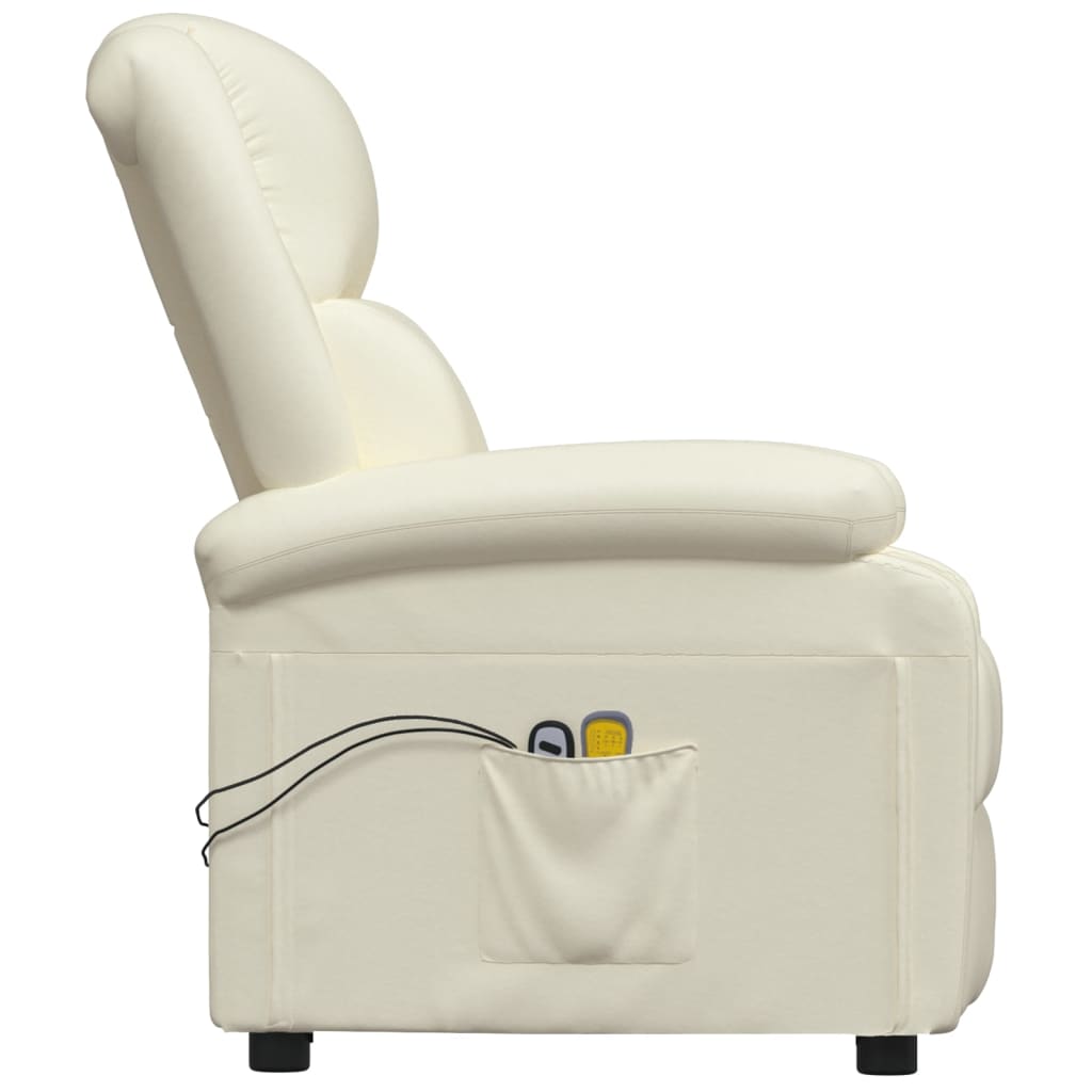 RelaxaTouch: Creamy Faux Leather Electric Massage Chair