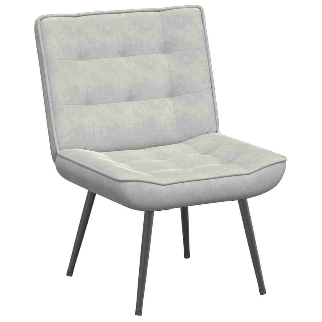 Relaxing Chair with Stool Light Grey Velvet